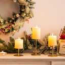 Pillar Candle Holders Candelabra Gold - Set of 12 Bulk Candle Stand Iron Plate Minimalism Modern Home Mantel Dinning Table Decorations Centerpiece for Wedding, Party, Housewarming, Events