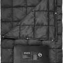 KingCamp Ultralight Camping Blanket, Packable Down Alternative Puffy Wearable Blankets Weatherproof Warm Package Quilt with Snap Buttons for Outdoor Hiking Travel Picnic Stadium (79" x 57", BLACK)