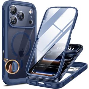 Miracase for iPhone 17 Pro Max Case 6.9" Full-Body Phone Case with Built-in Glass Screen Protector& Full Camera Protector,[Magnetic with MagSafe] Drop Proof 17 ProMax Cover, Blue