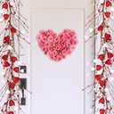 Winlyn 5.2 Ft Artificial Valentine's Day Garland Red Pink White Glitter Heart Garland with Berries for Valentine Party Holiday Wedding Festive Home Mantel Front Door Decor Dinner Table Centerpiece