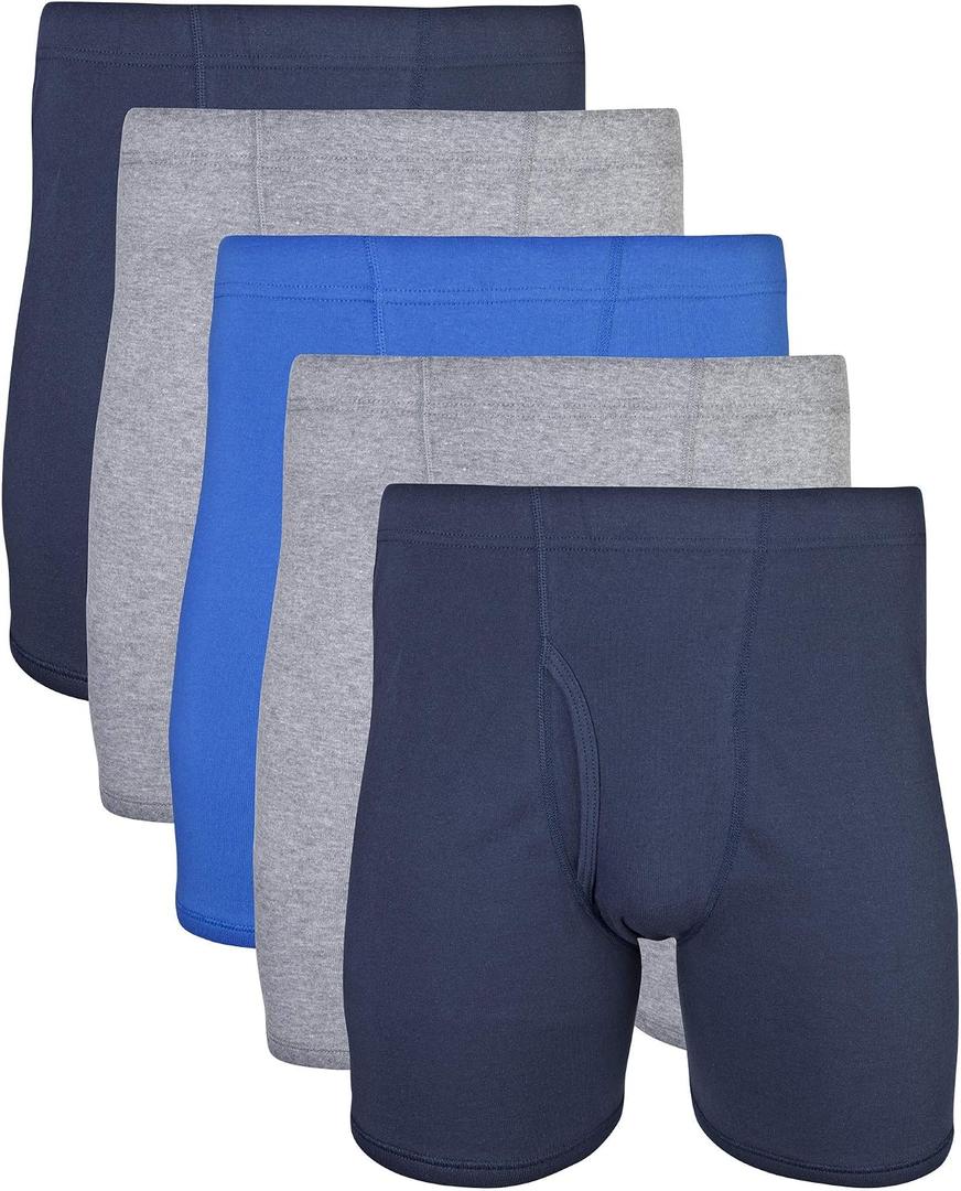 Gildan Men's Underwear Covered Waistband Boxer Briefs, Multipack (L)