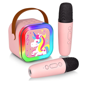 Mini Karaoke Machine with 2 Wireless Microphones, Karaoke Machine for Kids Adults, Singing Toys for Ages 3, 4, 5, 6, 7, 8 +, Best Gift for Birthday, Party, Christmas | Karaoke Machine for Girls