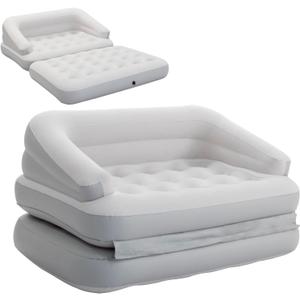 Inflatable Couch Flocked Air Sofa Bed, Blow Up Sofa for Camping, Gray (Grey)