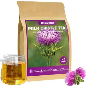 Rilltea Milk Thistle Tea Bags, 40 Teabags, 3g/bag - Natural Milk Thistle Seed Milk Thistle Tea  100% Pure Herbal Detox Tea for Liver Health & Cleanse  Non-GMO, Caffeine-Free