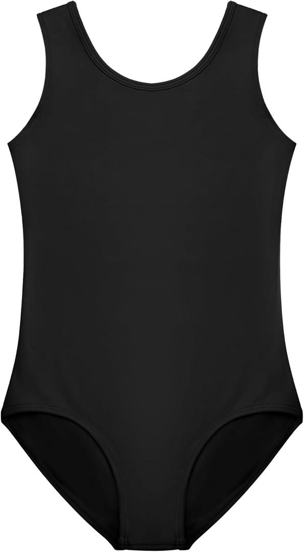 Stelle Leotards for Girls Sleeveless Scoop Neck Dance Ballet Tank Leotard Gymnastics Outfits (10-11 Years, Black)
