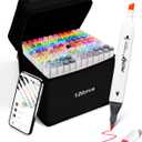 120 Colors Alcohol Markers with Free App, Chisel & Fine Tip Alcohol-Based Marker Set for Adults, Dual Tip Artist Markers for Drawing, Coloring Illustration, Painting and Great Gift Idea