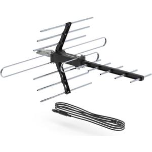 Outdoor TV Antenna, 70-Mile Range Digital TV Antenna, Easy No-Tools Installation, Weather-Resistant, Mountable Antenna for 4K, 1080P, HD Local Channels, Supports Smart TVs