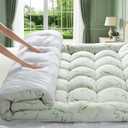 3 Inch Mattress Topper- Viscose Made from Bamboo,Mattress Protector with 8-21 Inch Deep Pocket (King,77"x80"), Green