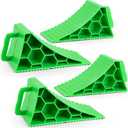PAHTTO Wheel Chocks 4 Pack, RV Chocks with Handles for RV Trailer Camper Car Truck, Wheel Block Stopper for Tire, Strong RV Wheel Chocks Hexagonal Honeycomb Structure, RV Trailer Accessories, Green