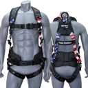 AFP Fall Protection Full-Body Premium Safety Harness, 8 Thick Support Belt, Aluminum D-Rings, Tongue Buckle (OSHA/ANSI PPE)