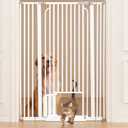 53in Extra Tall Cat Gate for Doorway No Drilling 29.5-40.1in Wide Dog Gate with Cat Door Pressure Mounted Walk Through Pet Gate (White)