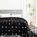 Oversized King Fleece Blanket 120x120 inches, Soft Cozy Warm Giant Extra Large 10'x10' Blanket for Bed, Sofa, Couch,Travel, Camping, California Huge Flannel Big Throw Blanket, Black/White Dots