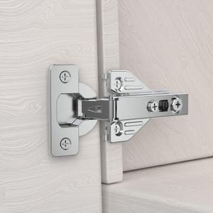 20 Pack Full Overlay Soft Close Concealed Hinges, Small Door Gap, Clip-on Plate, Face Frame Door, Self Closing Hidden Satin Nickel 3D Hinge, 105 Open Angle Concealed Stainless Steel Hinges