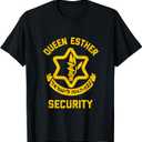 Queen Esther Security Funny Purim Costume IDF Tzahal Israel T-Shirt, (XL,Green)