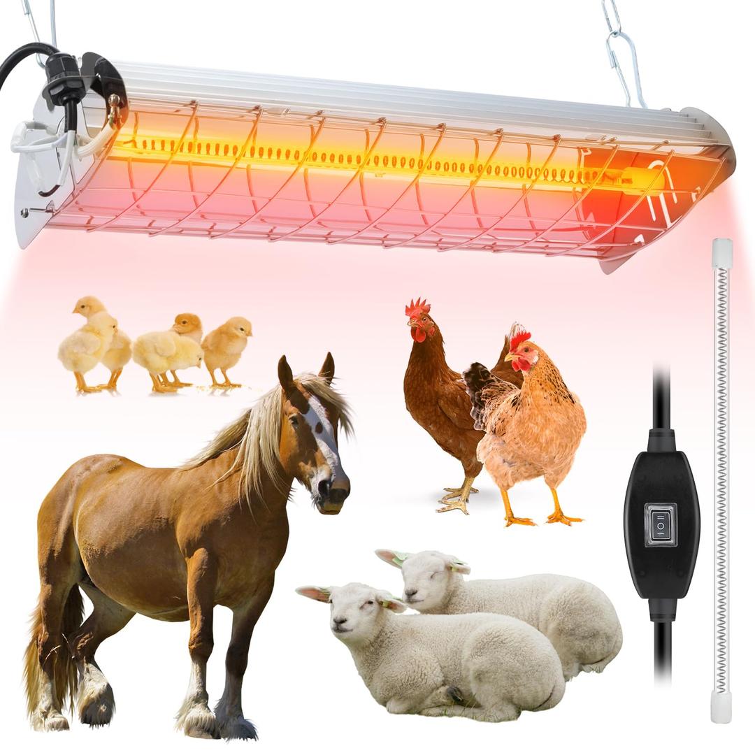 Large Chicken Coop Heater Lamp，400W Carbon Fiber Chicks Brooder Heater Plates with Adjustable Temp & Height,Brooder Heating Lamp for Coop,Ideal for Up to 60 Chicks, Poultry & Livestock Heating