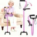 XIAOMING 6 Gear Adjustable Quad Cane，Quad Cane Portable Stick Men & Women and Seniors，for Balance, Knee Injuries, Leg Surgery Recovery & Mobility