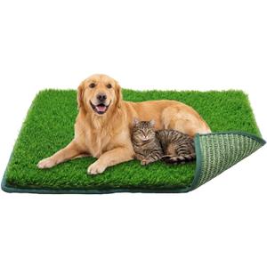 1.2'' Thick Woven Fake Grass Mat for Dog, Glue-Free Artificial Turf Potty Training Pad with Fast Drainage, Machine Washable Pet Pee Pad, Indoor Outdoor Non-Toxic Rug (Medium)