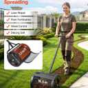 VEVOR Compost Spreader, 16.5" Wide Peat Moss Spreader with T Shaped Handle, 3 Heights Adjustable, Powder-Coated Steel Garden Peat Moss Roller, Heavy Duty Grass Seed Roller for Planting Seeding, Black