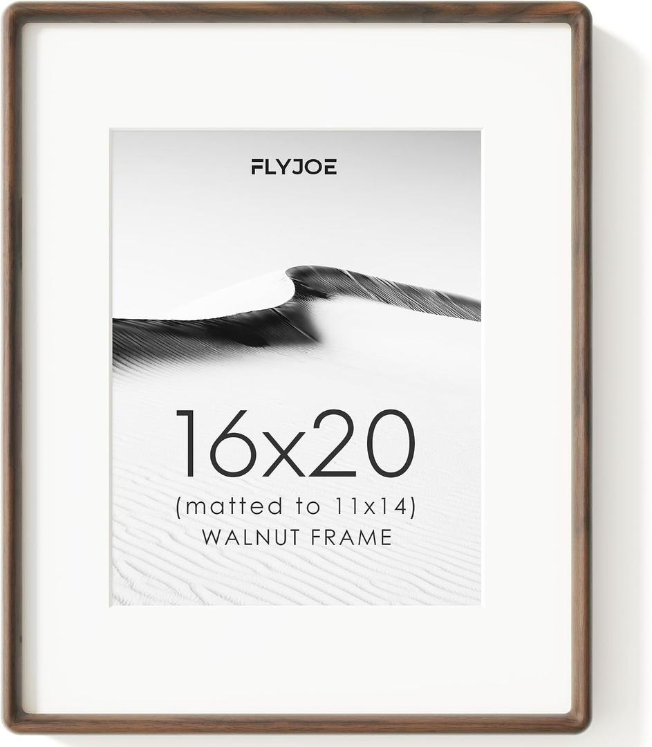16x20 Picture Frame, Natural Solid Walnut Wood Photo Frame, Rounded Corner, 16x20, 1P