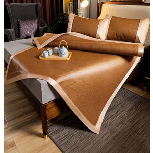 Summer Sleeping Mat, Foldabl Rattan Bed Mat Quick Cooling Topper Mat Double-Sided use for Home School Dormitory (1.8M)