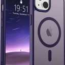 SUPFINE Magnetic for iPhone 15 Case (Compatible with MagSafe) (Military Grade Drop Protection) Slim Translucent Matte Shockproof with Anti-Fingerprint Phone Case, Dark Purple