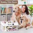 Dog Toy Box- Metal Large Dog Toy basket for Small Dog - Dog Toy Storage Bin for Pet - Personalized Large Dog Toy Basket for Puppy and Pet- Dog Toy Organizer Holder Boxes for Living Room (white)