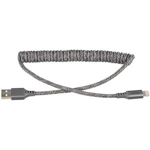 Ventev Helix 14 in Expandable iPhone Cable | Fast Charging USB-A to Lightning Cable | Coiled MFi Certified iPhone Charger Cord | No Tangle Cord, Conveniently Crafted for The Car iPhone, Gray (3ft)