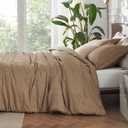 Bedsure Queen Comforter Set - Brown Soft Bedding for All Seasons, Cationic Dyed Bed Set, 3 Pieces, 1 Queen Size Comforter (90"x90") and 2 Pillow Shams (20"x26"+2")