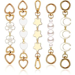 Remuuly 5 Pcs Purse Strap Extender Golden Bag Extender Chain Metal Bag Replacement Handbag Chain Purse Making Supplies(Elegant)