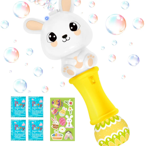 SpringFlower Easter Bubble Wand for Kids, Bubble Maker with LED Light-Up Effect for Girls Boys, Bubble Toy for Easter Party Favor Supplies, Easter Basket Essentials, Easter Basket Stuffers Fillers