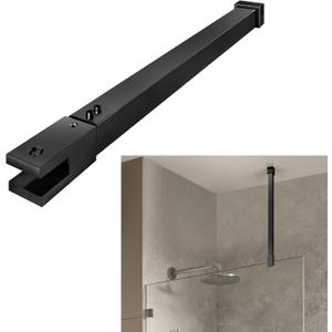 Shower Door Support Bar, Wall-to-Glass Support Arm 500-850mm Long to Fix Frameless Glass Panel, Suitable for 5/16"(8mm) to 3/8"(10mm) Thick Glass Door, Matte Black