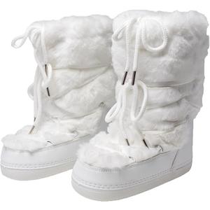 Faux Fur Boots for Women - Fuzzy Fluffy Furry Water Resistant Snow Boots for Women - Anti-Slip with Cotton Sponge Size 10