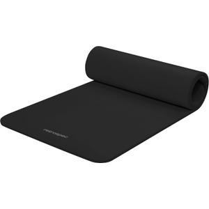 Retrospec Solana Yoga Mat Thick 1/2in Non-Slip Workout Mat with Nylon Strap - 72x24in Exercise Mat for Pilates, Stretching & Fitness - BPA Free, Easy Clean (Black)