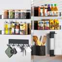 DTUQYX Magnetic Spice Rack for Refrigerator, 8 Pack Clear Plastic Front Metal Magnetic Shelves with Magnet Hooks Rack, Utensil Caddy & Adjustable Paper Towel Holder, No Drill Kitchen Storage Organizer