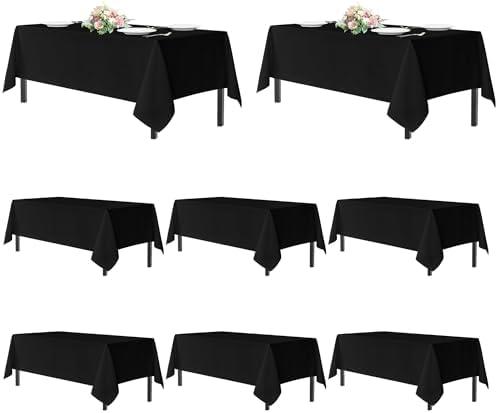 sancua Black Tablecloths for 8 Foot Rectangle Tables, 3 Pack - Washable Polyester Fabric Table Cloth for Wedding Party, Birthday, Banquet Reception, 60x120 Inch