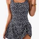 Eomenie One Piece Swimdress Swimsuits for Women Tummy Control Swim Dresses Skirt Bathing Suit 20W, Black Polka Dots 