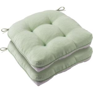 Battilo Chair Cushions Set of 2 for Dining Chairs, Seat Cushions for Kitchen Chairs with Non-Slip Backing, Indoor/Outdoor Waterproof Chair Seat Pads with Ties, 15.5"x15.5"x4", Sage Green