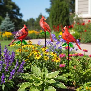 3PCS Cardinal Bird Yard Outdoor Decoration Stakes, Grandmas Garden Statue Home Yard Decoration Signs with Stakes, Personalized Unique Funny Gifts, Lawn Ornaments Home Decor