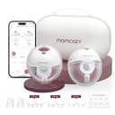 Momcozy M5 Smart APP Controlled Wearable Breast Pump, Hands-Free Wireless Electric Pump, 3 Modes 9 Suction Levels, BPA-Free, Portable Lightweight, 24mm Flange, 2-Pack Cozy Red