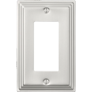 DEWENWILS 1 Pack Brushed Nickel Outlet Covers & Switch Plates Decorative Metal Wall Plates, Round Corner Design for Decorate Light Switches (1-Gang Standard Size)