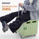Folding Utility Cart Portable Rolling Crate Handcart Foldable Shopping Trolley Collapsible, with Lid, on Wheels, for Grocery, Garden, Office, Storage, Teacher, Tool (Green)