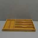 Bamboo Silverware Organizer, Bamboo Kitchen Drawer Cutlery Organizer, Utensil Holder, Flatware Organizer Tray (15.8"x9.5"x1.6")