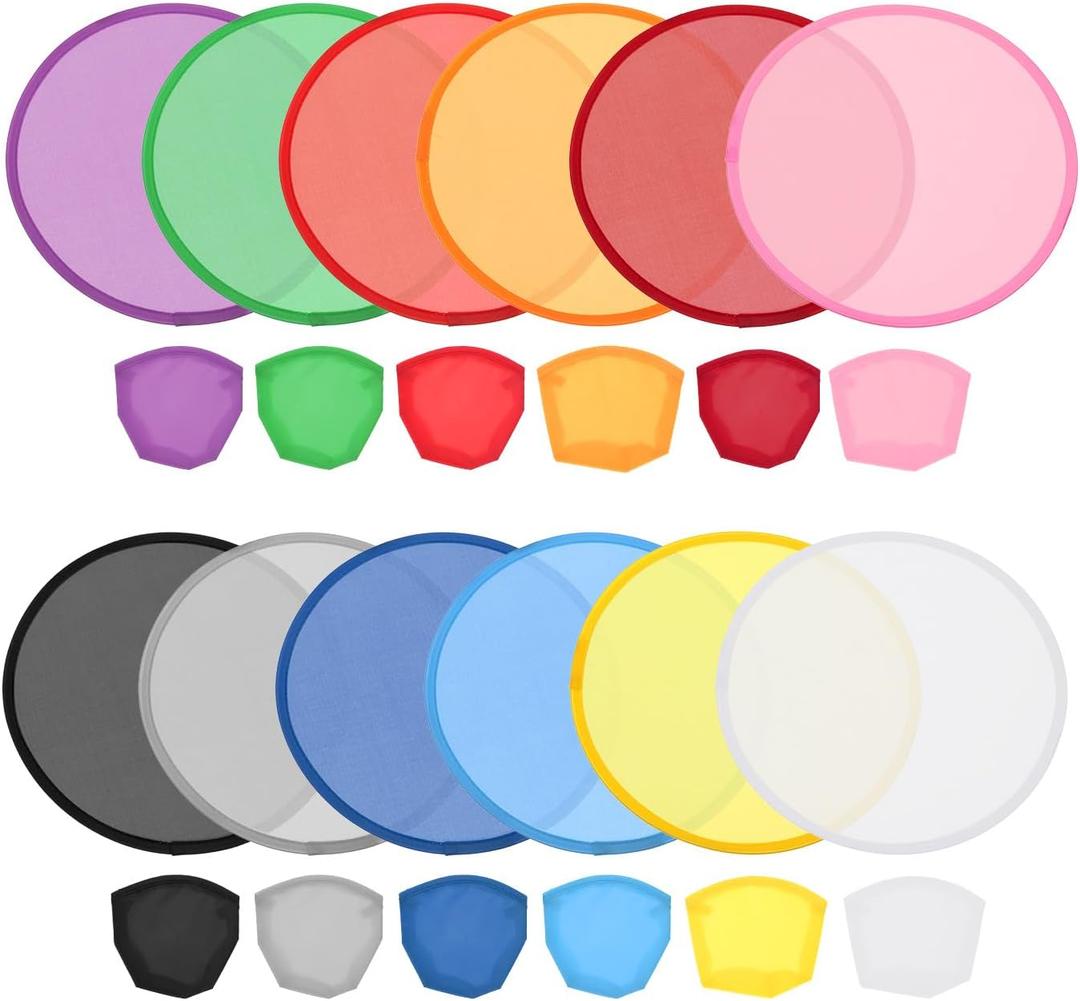 PATIKIL 10 Inch Foldable Flying Disc, 36 Pack Folding Pocket Colorful Flying Disc Bulk Set for Beach Lawn Park Camping Game, 12 Colors
