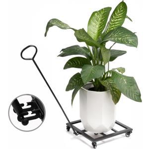 Heavy Duty Plant Cart with Wheels - 16" Square Plant Stand with Locking Casters, 200lbs Capacity - Indoor Outdoor Metal Plant Rack on Rolling Dolly