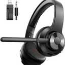 Wireless Headset with Mic for Work, Bluetooth 5.4 Office Headset with AI Noise Cancelling, USB A/C Dongle & Mic Mute for Computer Laptop PC, Lightweight Design for Call Center