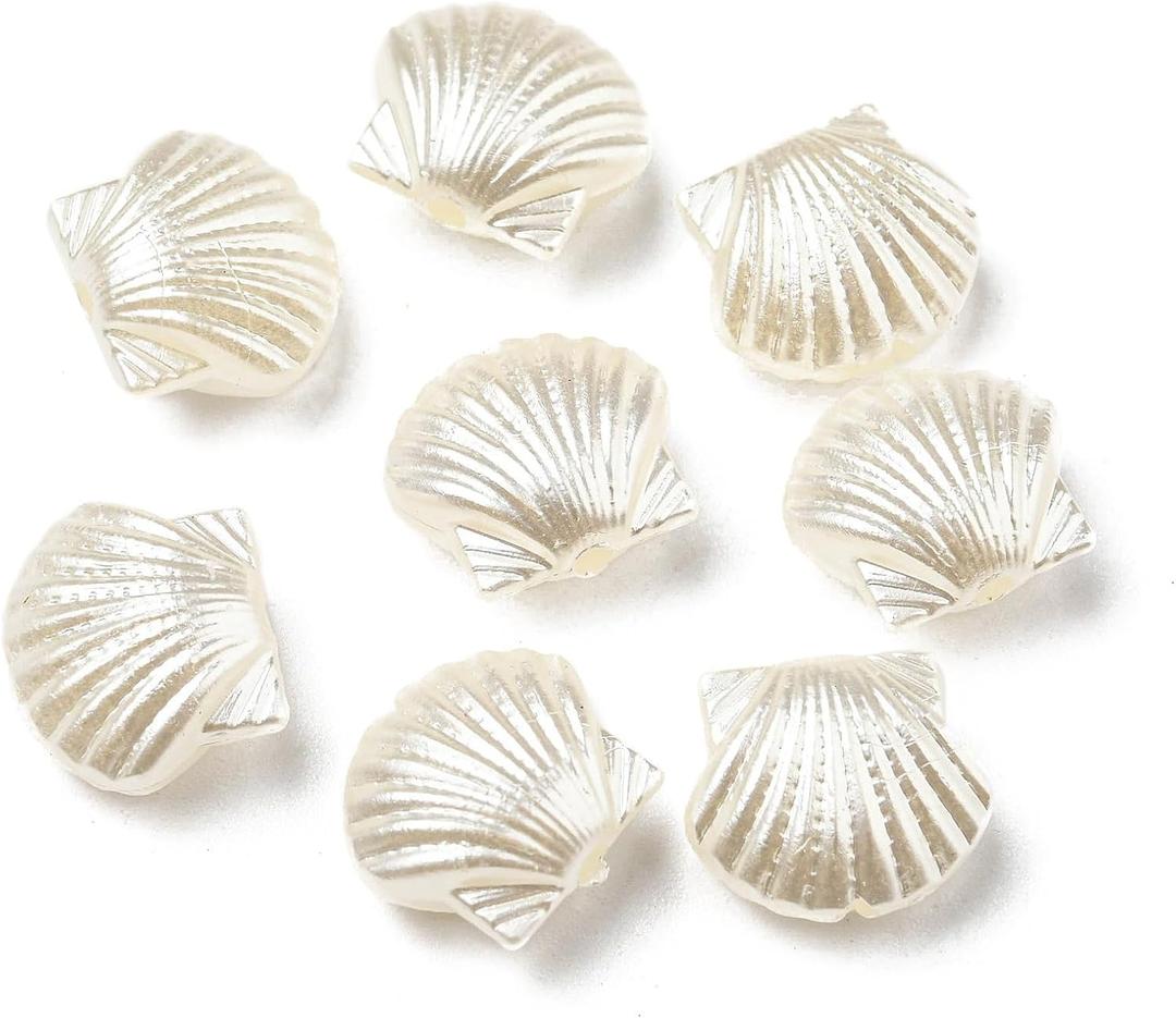 LiQunSweet 1000 Pcs 3D Shell Shape Beads 11x12.5mm ABS Imitation Pearl Shell Shaped Beads Handmade Jewelry Bead for Bracelet Making DIY Craftings