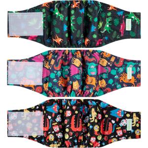 wegreeco Washable Male Dog Belly Band (Stylish Pattern)- Pack of 3 - Male Dog Belly Wrap, Dog Diapers Male (Childlike Creatures, Small)