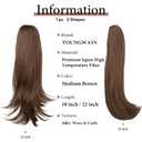 Clip in Ponytail Extension Medium Brown 18 Inch Pony Tails Hair Extensions for Women Long Straight Curly Tail Ponytail Hair piece Synthetic Fake Versatile Pony