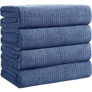 Bath Towels Set of 4 Extra Large 35 x 70 Inches,Luxury Thick High Absorbent and Quick Dry Bath Sheet,Ultra Soft Microfiber,Bathroom,Beach,Yoga,Sport,SPA,Fitness (Electric Blue)