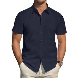 J.VER Men's Short Sleeve Dress Shirts Stretch Stain Shield Casual Button Down Shirts Solid Formal Shirt Size 2XL